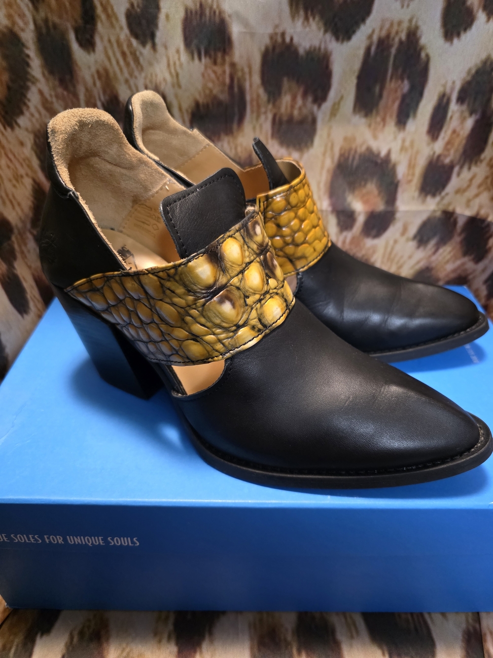 John Fluevog Entrance ROOM 502 Open-Sided Bump Toe Dragon Bootie - Size 7-7.5